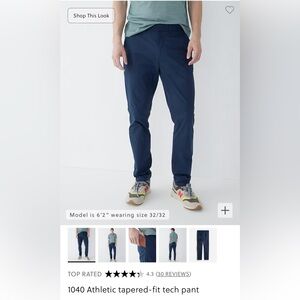 Navy 1040 Athletic tapered-fit tech pant 30x30